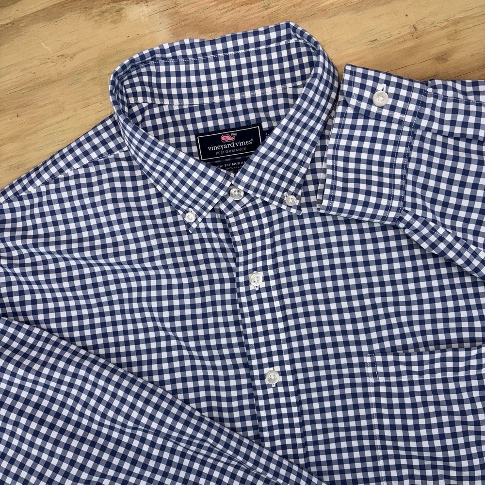 Vineyard Vines Nylon Classic Fit Murray Gingham Check Button Down Mens XXL 2XL